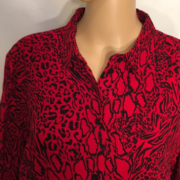 NWT H&M Cool Red & Black Print Tunic Blouse - Picture 7 of 16